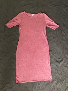LuLaRoe Heathered Rose Midi Crewneck T-shirt Dress
